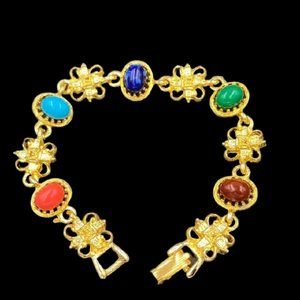 Vintage ART  Arthur Pepper Multi Color Cabochon Bracelet